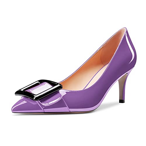 Castamere Damen Stiletto Mittlerem Absatz Heel Geschlossene Spitze Zehenkappe Pumps Slip-on Dress Cute Schuhe 6.5 cm Heels Violett 42 EU von Castamere