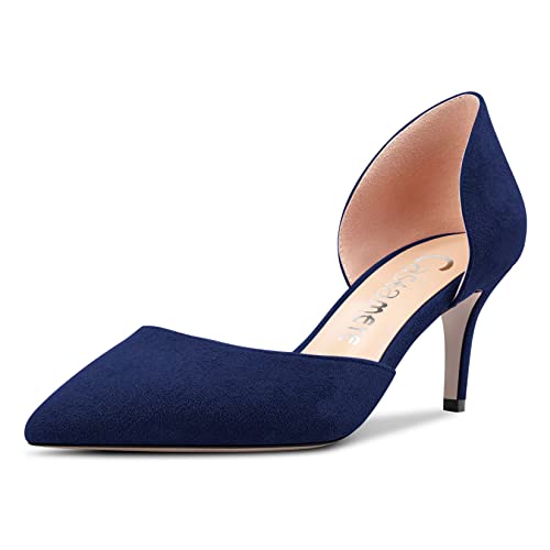 Castamere Damen Stiletto Mittlerem Absatz Heel Spitze Zehenkappe Pumps Two-Piece Slip-on Büroschuhe Klassisch 6 cm Heels Navy Blau 38 EU von Castamere