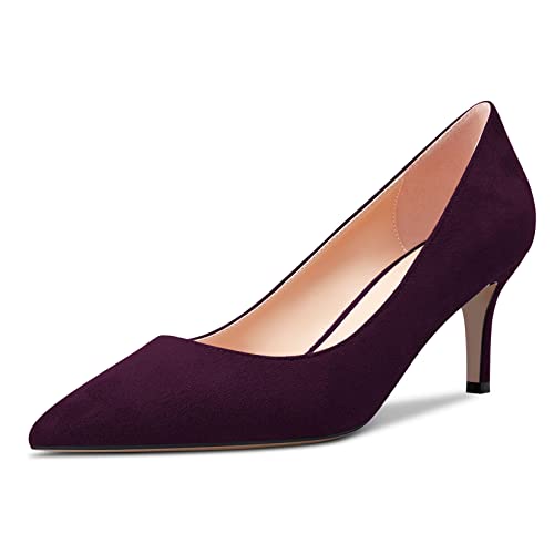 Castamere Damen Stiletto Mittlerem Kitten Absatz Heel 6.5 cm Heels Spitze Zehenkappe Pumps Slip-on Klassisch Cute Büroschuhe Schuhe Violett A 39 EU von Castamere