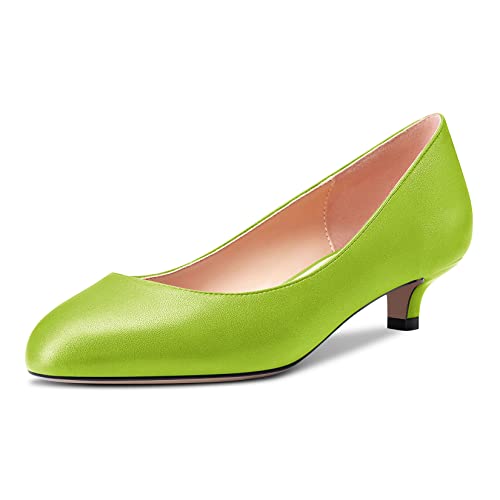 Castamere Damen Stiletto Niedrige Kitten Absatz Heel Runde Zehenkappe Pumps Slip-on Cute Büroschuhe 3.5 cm Heels Schuhe Lindgrün 38 EU von Castamere