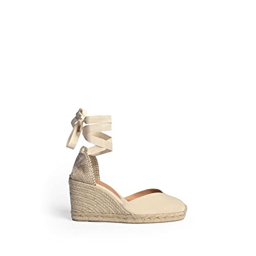 Castañer Espadrilles Chiara Aus Elfenbeinfarbenem Canvas, Size: 38 von Castañer