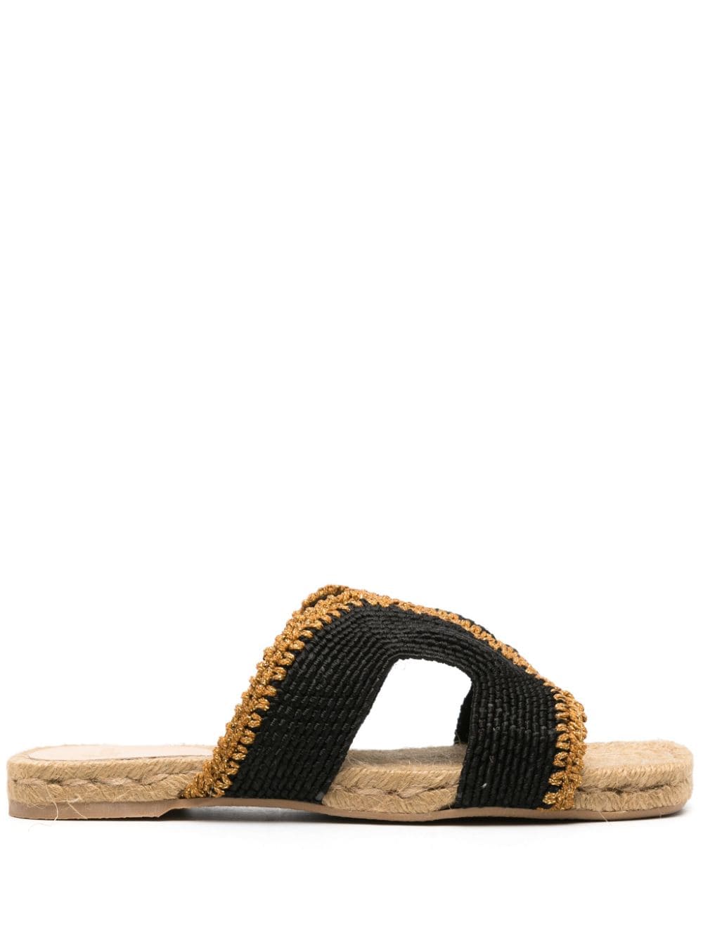 Castañer Flache Pura Lurex-Sandalen - Schwarz von Castañer