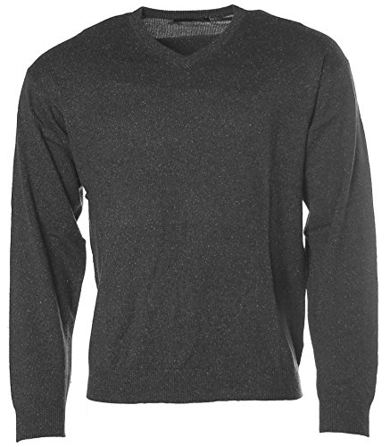 Caste Herren Pullover Strick V-Ausschnitt Seide Kaschmiranteil Anthrazit Melange XL von Caste