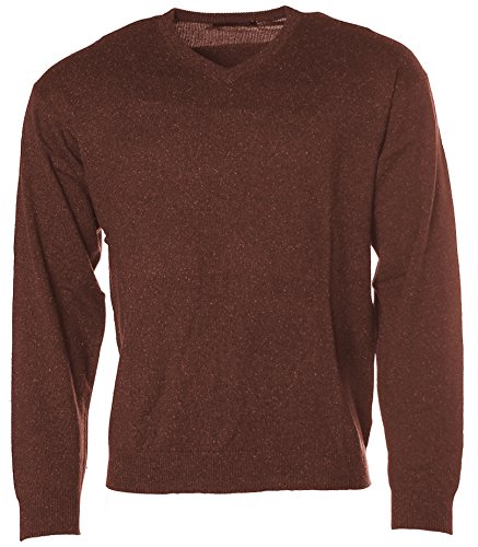 Caste Herren Pullover Strick V-Ausschnitt Seide Kaschmiranteil Burgundy Red Bunt Mel. von Caste