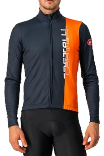 CASTELLI 4521515-414 TRAGUARDO Jersey FZ Sweatshirt Men's Savile Blue/Brilliant Orange XL von CASTELLI