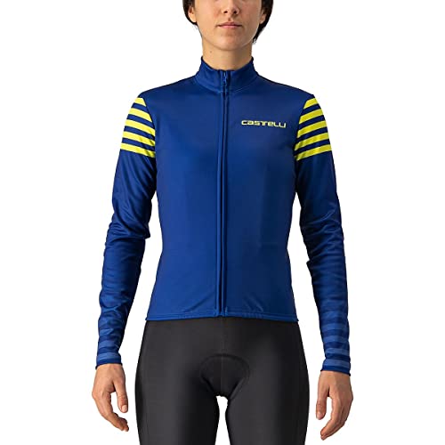 CASTELLI Women's Autunno LS Jersey Sweatshirt, Blaue/Brillante gelbe Assozision, M von CASTELLI