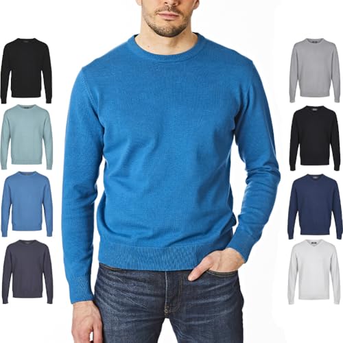 Castle Point CSPKNT003 Herren-Strickpullover mit Rundhalsausschnitt, Pfau, Größe S von Castle Point