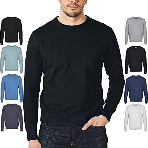 Castle Point CSPKNT003 Herren-Strickpullover mit Rundhalsausschnitt, Schwarz, Mittel von Castle Point