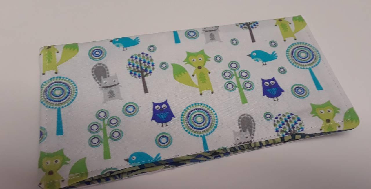 Scheckbuchhülle Fuchs Eichhörnchen Eule Vögel Stoff Coupon Halter Clutch Geldbörse Billfold Ready-Made von CastlePawsDesigns