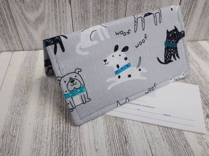 Süße Hunde Stoff Scheckheft Cover Wallet Coupon-Halter Clutch Geldbörse Billfold Usa Fertig Handgemacht von CastlePawsDesigns