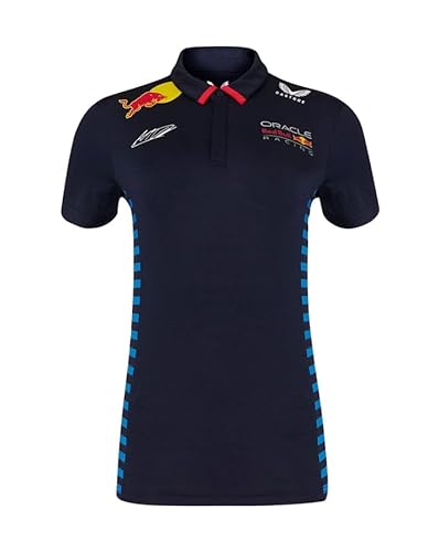Red Bull Racing F1 Damen 2024 Max Verstappen Team Poloshirt, Nachthimmel (Night Sky), Groß von Castore