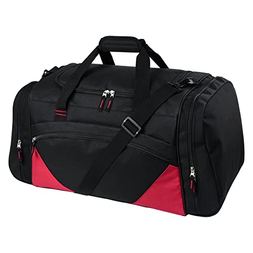 Castura Sporttasche Damen Herren Groß 55L,Duffel Bag Wochenendtasche, Reisetasche für männer für Urlaub Sport Fitnessstudio Gym Reisen Schwimmen Rötlich schwarz von Castura