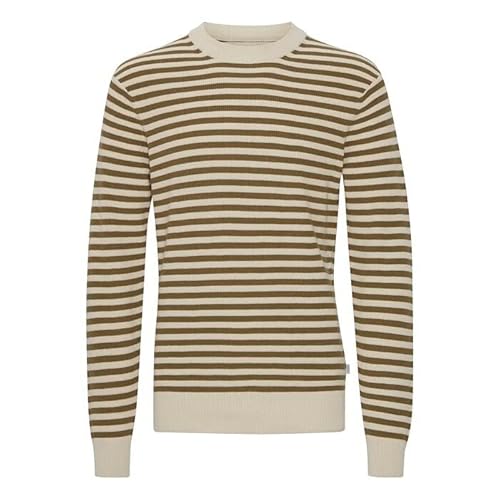 Casual Friday Herren CFKarl Striped Crew Neck Linen Mix Knit Pullover, 181022/Ermine, L von CASUAL FRIDAY