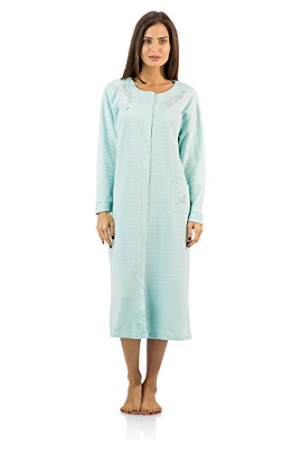 Casual Nights Damen Langes Gestepptes Kleid mit Knopfleiste - Grün - X-Large von Casual Nights