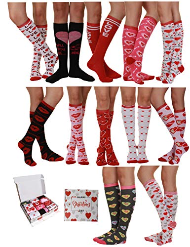 Valentinstag Soft Crew Socken XOXO Kiss Hug Love Prints, Damen Größe 9-11 (6 Paar) - mehrfarbig - von Casual Socks