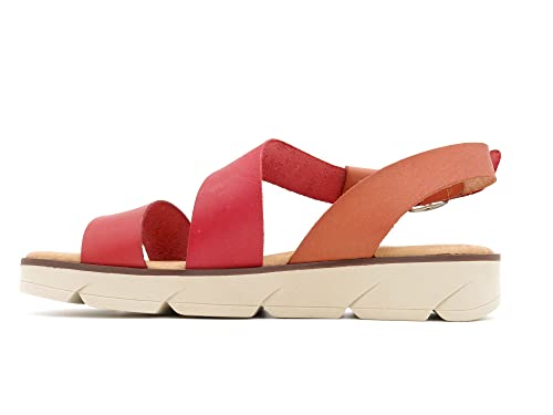 Casual Damen Sandalen Leder Sommerschuhe Keilabsatz Sandaletten Echtleder Riemchen Schuhe Gel-gepolstert red Rot Größe 38 EU von Casual