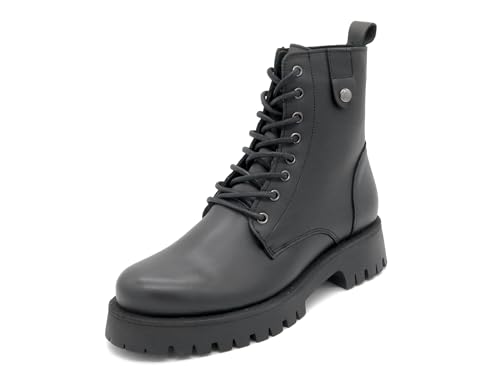 Casual Damen Schuhe Kampfstiefel Stiefel mit Schnürung Springerstiefel Boots Schnürstiefel Leder schwarz 35 von Casual