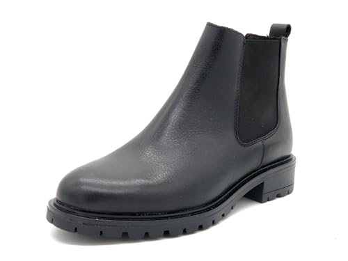 Casual Damen Stiefeletten Leder Chelsea Boots Herbstschuhe Ankle Boots Stiefel Echtleder schwarz 36 von Casual