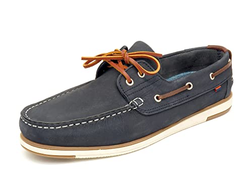 Casual Herren Bootsschuhe Nubuk Leder Segelschuhe Rahmengenäht Echtleder Schnürsenkel Mokassin Deckschuhe Blau Größe 39 EU von Casual