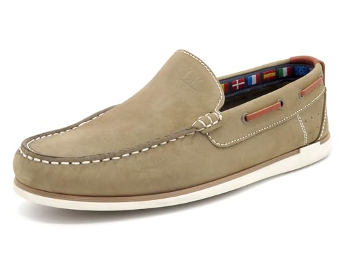 Casual Herren Mokassin Nubuk Leder Bootsschuhe Rahmengenäht Taupe beige 41 von Casual