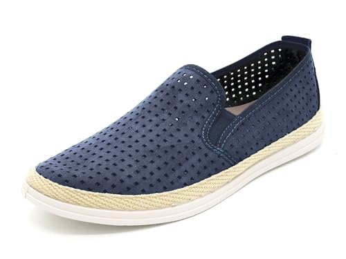 Herren Slipper Mokassins Sommerschuhe leicht Loafer blau Navy 43 von Casual