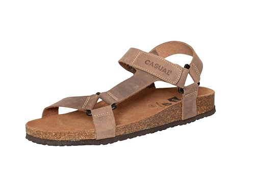 Riemchen Sandalen für Herren Echt Leder Outdoor Freizeitschuhe mit Klettverschluss Gesundheitsschuhe Pantoletten Braun & Schwarz (Braun, EU Schuhgrößensystem, Erwachsene, Herren, Numerisch, M, 43) von Casual