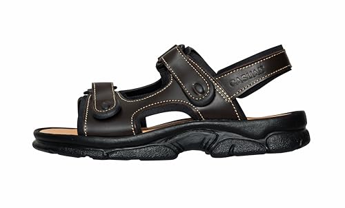 Wandersandalen Herren Echt Leder Trekkingsandalen Bequeme Outdoor Freizeitschuhe mit Klettverschluss und gepolstertem Gel Fußbett (Braun, EU Schuhgrößensystem, Erwachsene, Herren, Numerisch, M, 43) von Casual