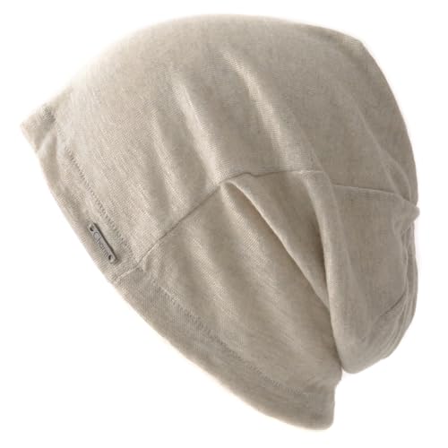 CHARM Leinen Beanie Sommer Mütze - Damen Aus Japan Hut Strick Dünn Leichte Beige von CHARM
