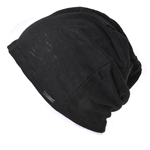 CHARM Leinen Beanie Sommer Mütze - Damen Aus Japan Hut Strick Dünn Leichte Schwarz von CHARM