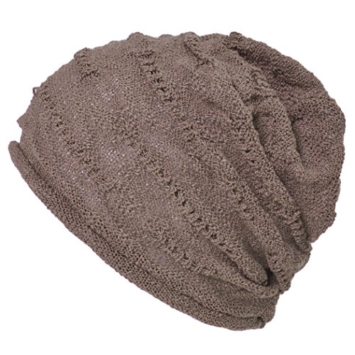 CHARM Herren Baumwoll Beanie Strickmütze - Coole Sommer Mütze Slouch Long Beanie Braun von CHARM
