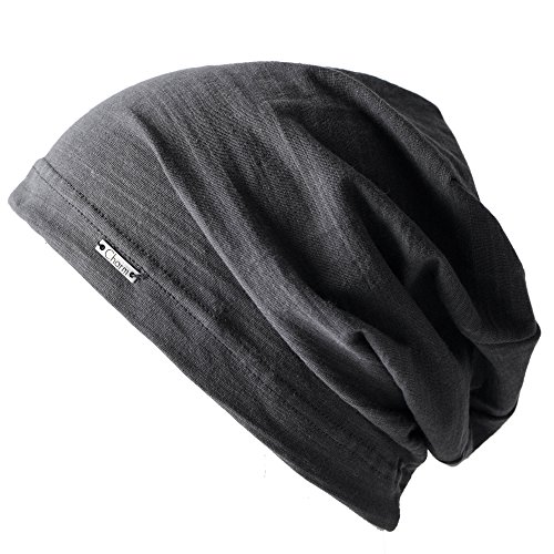 CHARM Herren Damen Beanie Baumwolle 100% Hut Sommer Kunstseide Dünn Licht Schweiß Dunkelgrau von CHARM