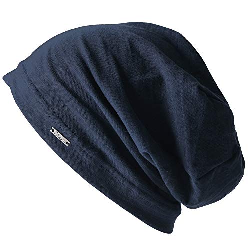 CHARM Casualbox Herren Damen Beanie Baumwolle 100% Hut Sommer Kunstseide Dünn Licht Schweiß Marine von CHARM