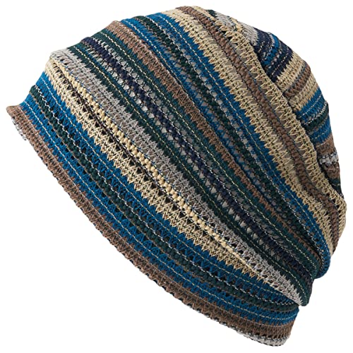 CHARM Herren Damen Häkel Beanie Hut Mütze Sommer Mode Unisex Blau von CHARM