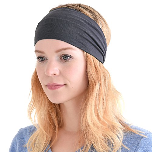 CHARM Herren Japanisch Bandana Stirnband - Damen Headband Haar Band Sport Dunkelgrau von CHARM