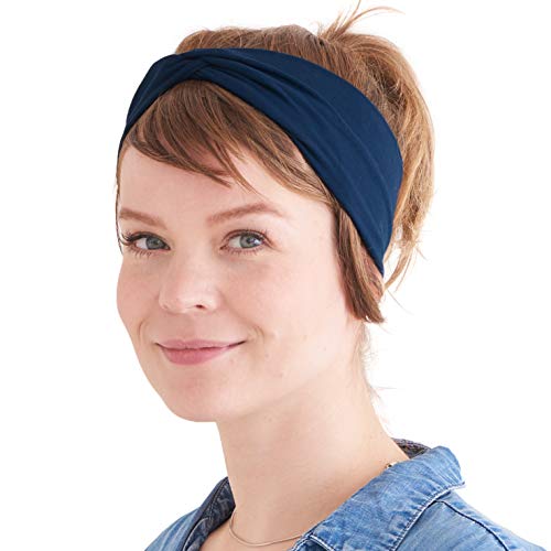 CHARM Herren Japanisch Bandana Stirnband - Damen Headband Haar Band Sport Navy von CHARM