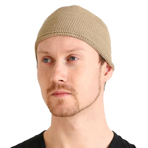 CHARM Casualbox Kufi-Mütze für Herren, Baumwolle, handgefertigt, 2 Größen, Beige von CHARM