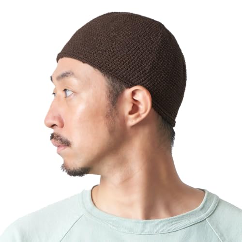 CHARM Herren Mütze Short Beanie - Strick Kopfbedeckung Skull Cap Kufi Muslim Takke Islam Namaz in 2 Größen Dunkelbraun von CHARM