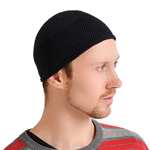 Charm Herren Islam Beanie Mütze - Skull Cap Kufi Namaz Takke in 2 Größen Schwarz M von CHARM