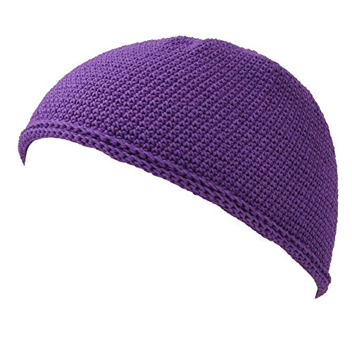 CHARM Herren Mütze Short Beanie - Strick Kopfbedeckung Skull Cap Kufi Muslim Takke Islam Namaz in 2 Größen Lila von CHARM