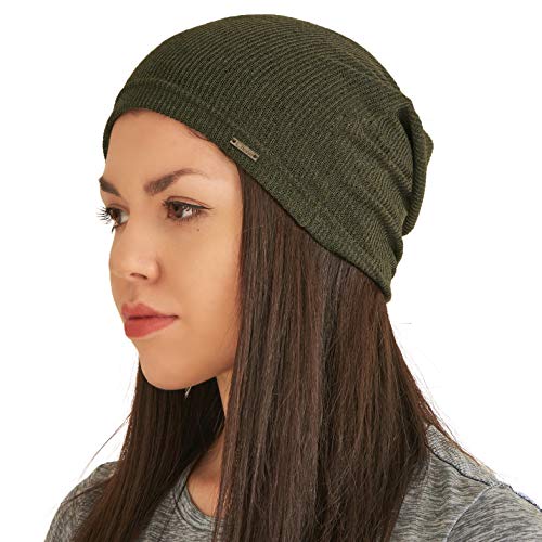 CHARM Leichte Sommermütze für Herren - Atmungsaktive Damen Slouchy Beanie Strickmütze Baggy Slouche Khaki von CHARM