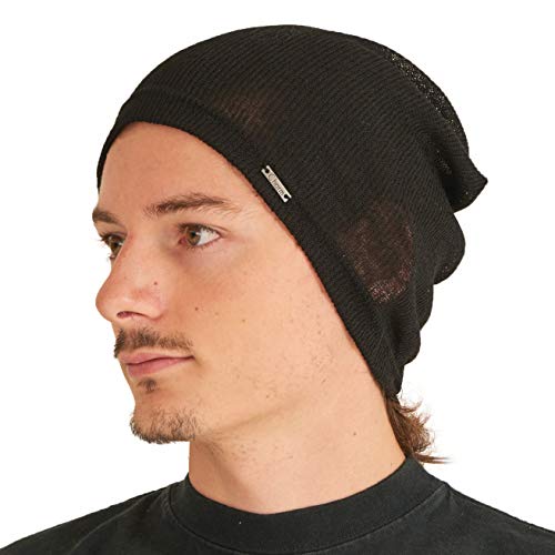 CHARM Leichte Sommermütze für Herren - Atmungsaktive Damen Slouchy Beanie Strickmütze Baggy Slouche Schwarz von CHARM