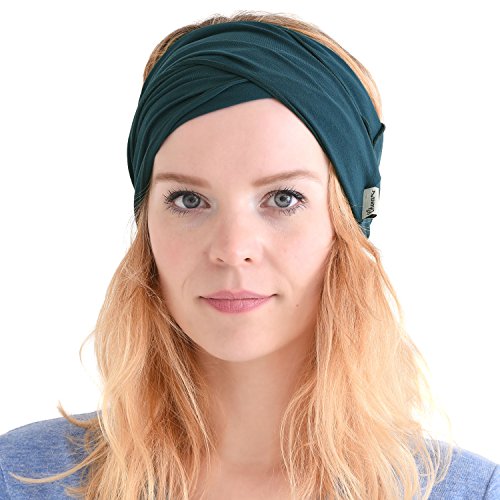 CHARM Stirnband Sport Haarband Herren - Bandana Damen Sommer Japanisch lang Blau Grün von CHARM