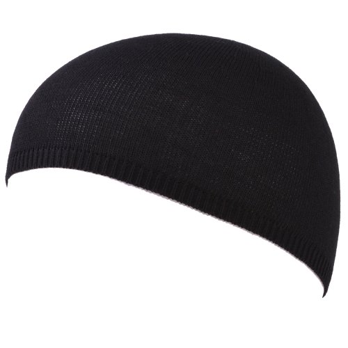 CHARM Herren Sommer Skull Cap Strick Kufi Mütze - Gebet Namaz Takke Short Beanie Kopfbedeckung Fahrrad Helm Dünn Schwarz von CHARM