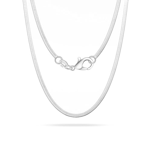 Casxyue 925 Silber Kette Halskette Für Damen Mädchen Ohne Anhänger Kettenbox/O-Kette/Kubanische Kette/Schlangenkette/Flache Kette 40 45 50 55 60 65 70 75 cm (Flache Schlangenkette, 75cm) von Casxyue