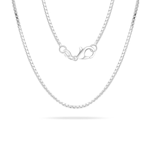 Casxyue 925 Silber Kette Halskette Für Damen Mädchen Ohne Anhänger Kettenbox/O-Kette/Kubanische Kette/Schlangenkette/Flache Schlangenkette 40 45 50 55 60 65 70 75 cm (Kettenbox, 55cm) von Casxyue