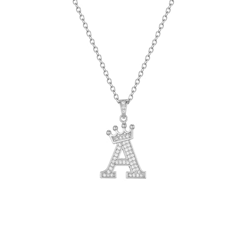 Casxyue Buchstabe Halskette Für Damen Mädchen Silber Halskette Schmuck Anfangsbuchstaben Anhänger mit Zirkoniasteinen Halskette Geburtstagsgeschenk Weihnachtsgeschenke für Frauen (A) von Casxyue