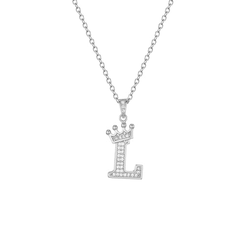 Casxyue Buchstabe Halskette Für Damen Mädchen Silber Halskette Schmuck Anfangsbuchstaben Anhänger mit Zirkoniasteinen Halskette Geburtstagsgeschenk Weihnachtsgeschenke für Frauen (L) von Casxyue