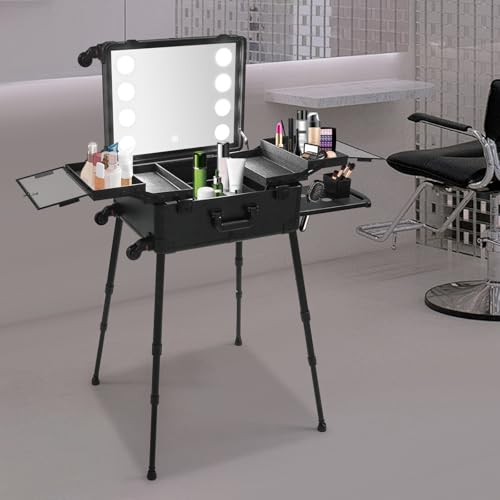 Casyi 21in Kosmetikkoffer Trolley Schminkkoffer mit Beleuchtung Spiegel Rolling Makeup mit Spiegellichtern Profi Schminkkoffer Friseurkoffer 8 LED-Lampen mit Abschließbar und Schlüsseln Verstellbare B Casyi 21in Kosmetikkoffer Trolley Schminkkoffer mit Beleuchtung Spiegel Rolling Makeup mit Spiegellichtern Profi Schminkkoffer Friseurkoffer 8 LED-Lampen mit Abschließbar und Schlüsseln Verstellbare B von Casyi