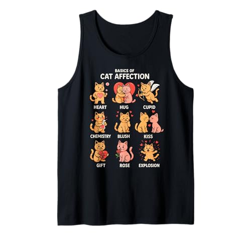 Basics of Cat Love Lustige Katze Geschenke für Papa Mama Kinder Tank Top von Cat Affection Funny Cat Gifts For Dad Mom Kids Tee