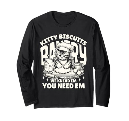Kitty Biscuits Bakery Lustiger Katzenliebhaber für Herren, Damen und Kinder Langarmshirt von Cat Bakery Tees